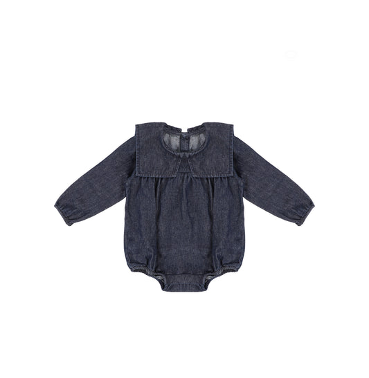 DENIM COLLAR ROMPER