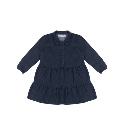 DENIM RUFFLE COLLAR DRESS