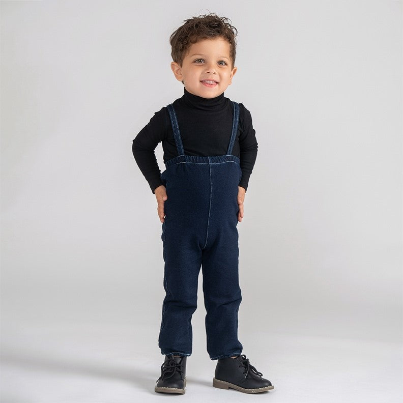 STITCHED DENIM OVERALLS