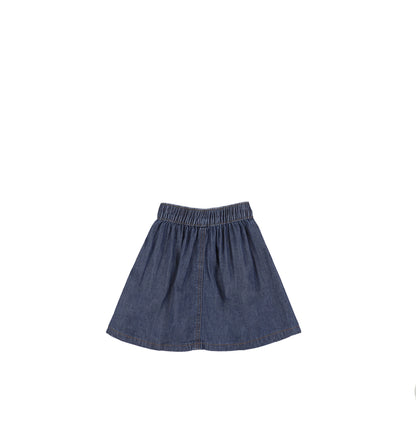 DENIM PANELED ALINE SKIRT