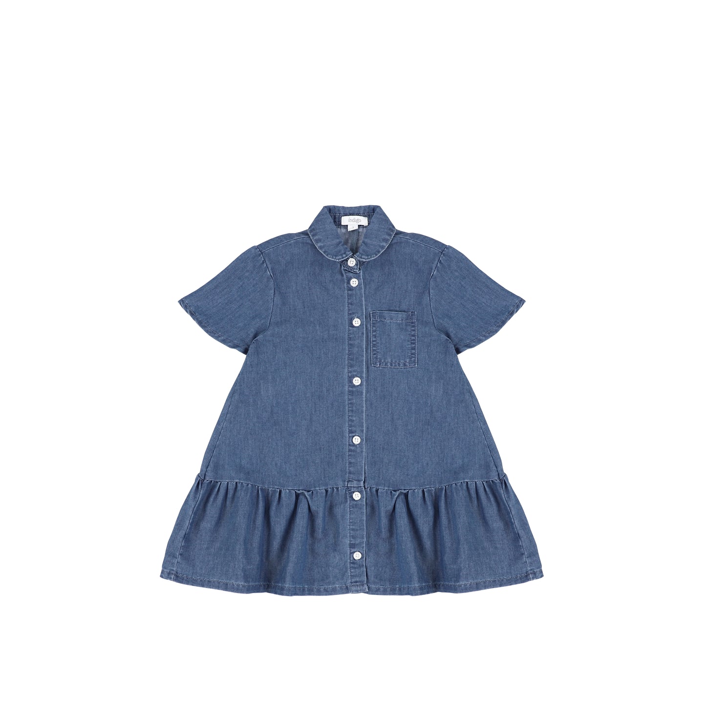 SHORT SLEEVES DROP RUFFLE POCKET DRESS