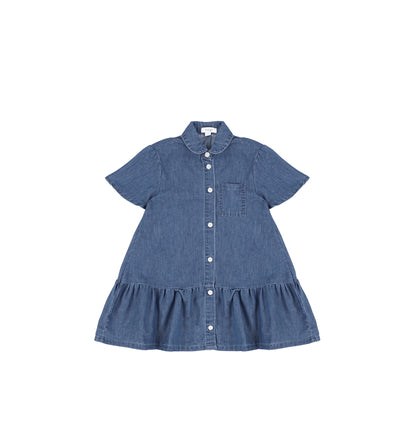 SHORT SLEEVES DROP RUFFLE POCKET DRESS