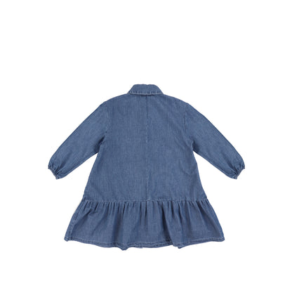 3/4 SLEEVES DROP RUFFLE POCKET DRESS
