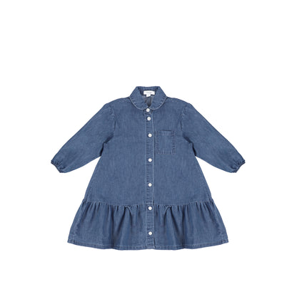 3/4 SLEEVES DROP RUFFLE POCKET DRESS
