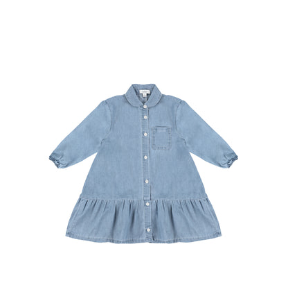3/4 SLEEVES DROP RUFFLE POCKET DRESS