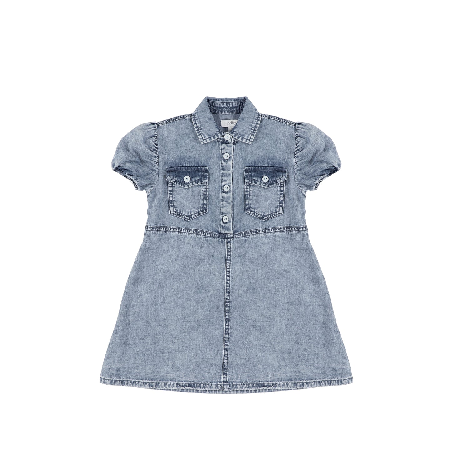 SHORT SLEEVES ACID WASH DRESS