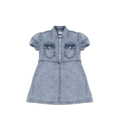 SHORT SLEEVES ACID WASH DRESS