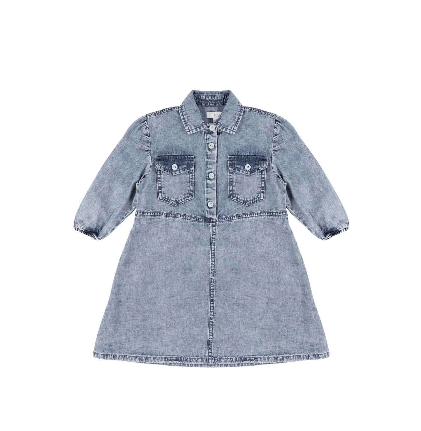 3/4 SLEEVES ACID WASH DRESS