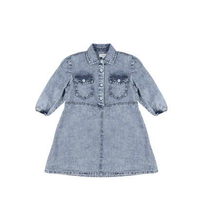 3/4 SLEEVES ACID WASH DRESS