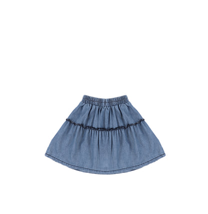 DENIM RUFFLE SKIRT
