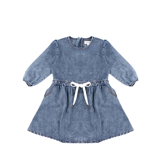 3/4 SLEEVES DRAWSTRING DRESS