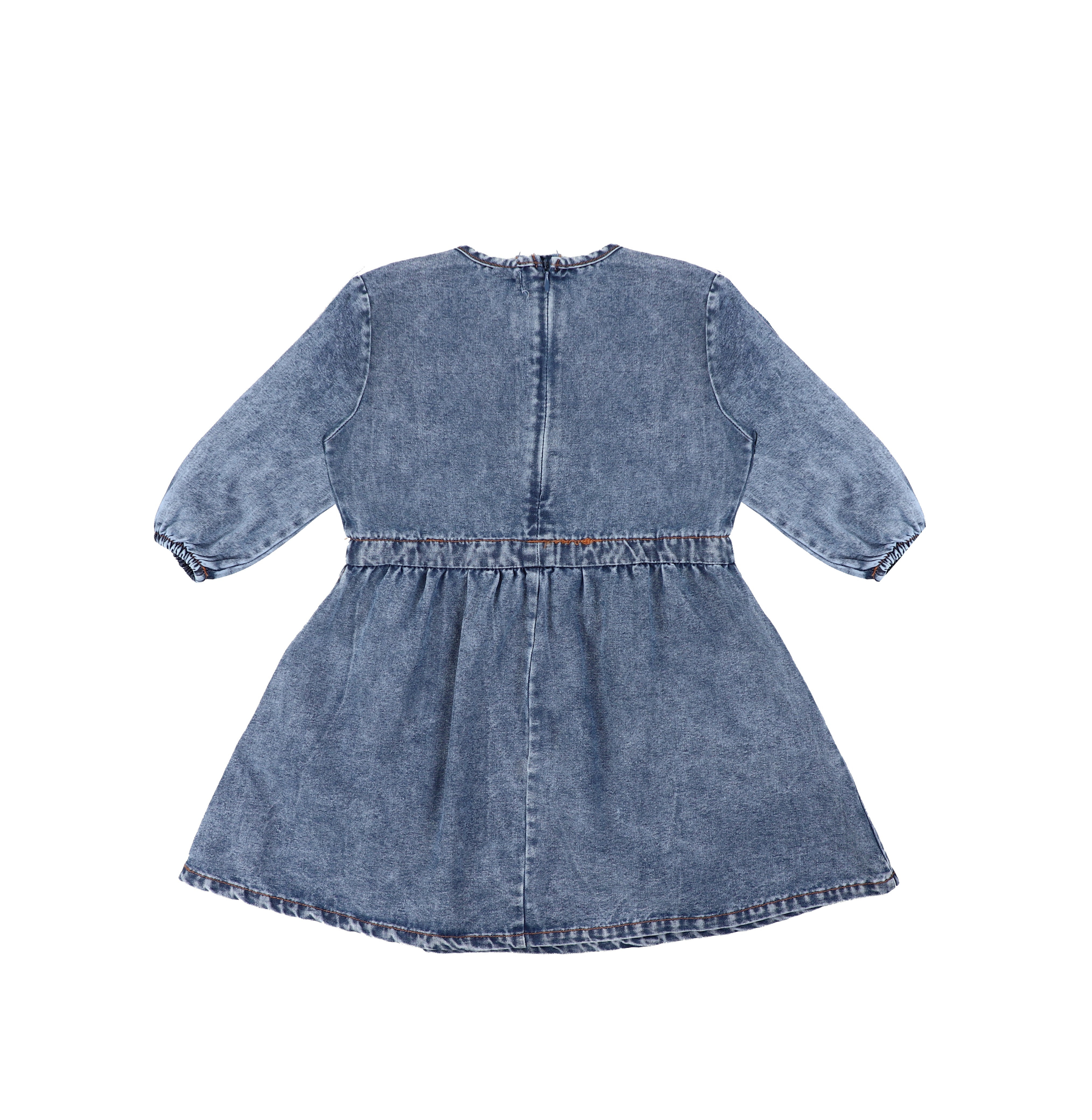 blue drawstring dress Blue Drawstring High Waist Puff Sleeve Denim Mini Dress