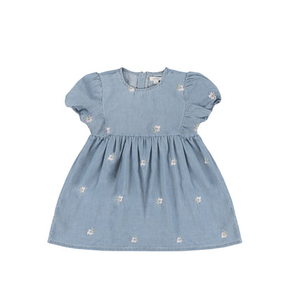 SHORT SLEEVES EMBROIDERED FLOWER DRESS