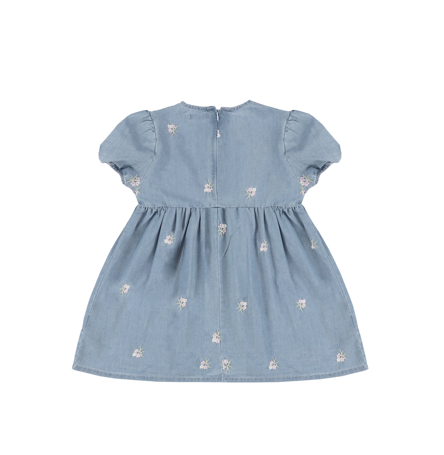 SHORT SLEEVES EMBROIDERED FLOWER DRESS