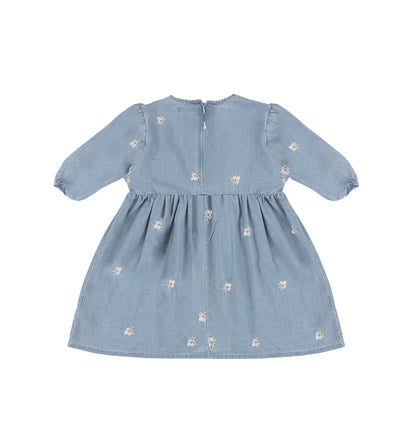 3/4 SLEEVES EMBROIDERED FLOWER DRESS