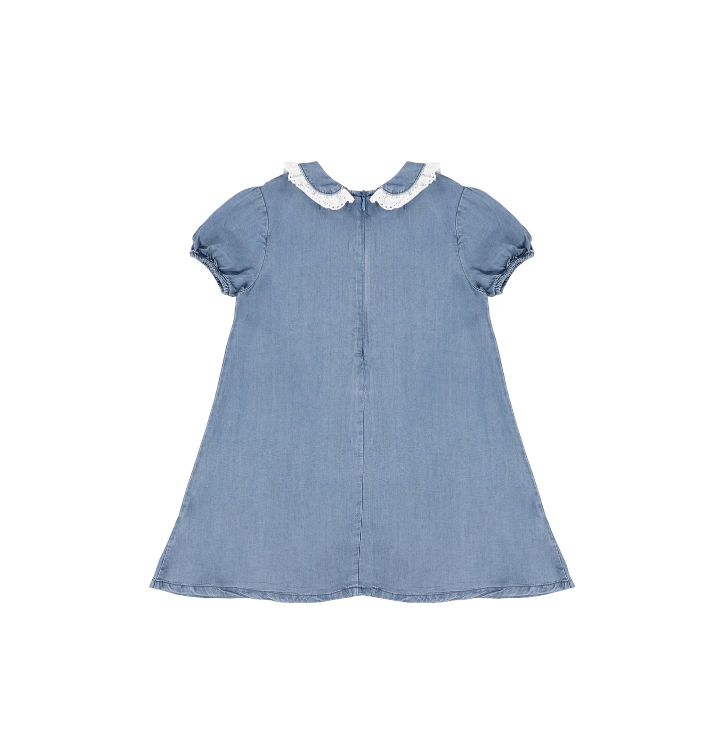 SHORT SLEEVES EYELET TRIM COLLAR DRESS