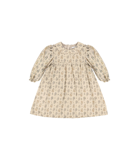 3/4 SLEEVES FLORAL COLLAR DRESS