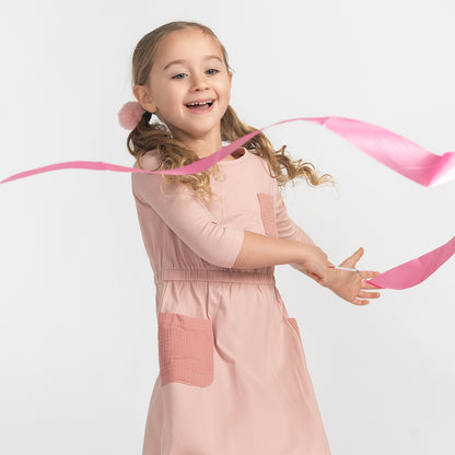 3/4 SLEEVES GAUZE POCKET DRESS