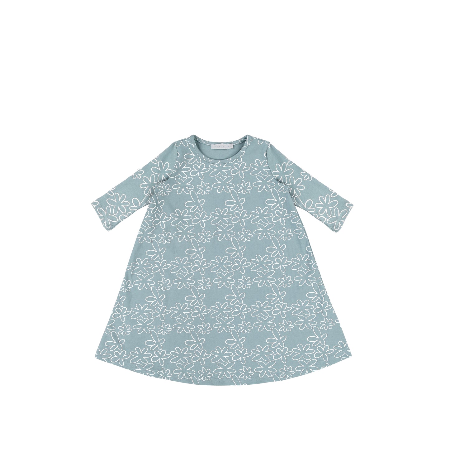 3/4 SLEEVES GEOMETRIC FLOWER DRESS