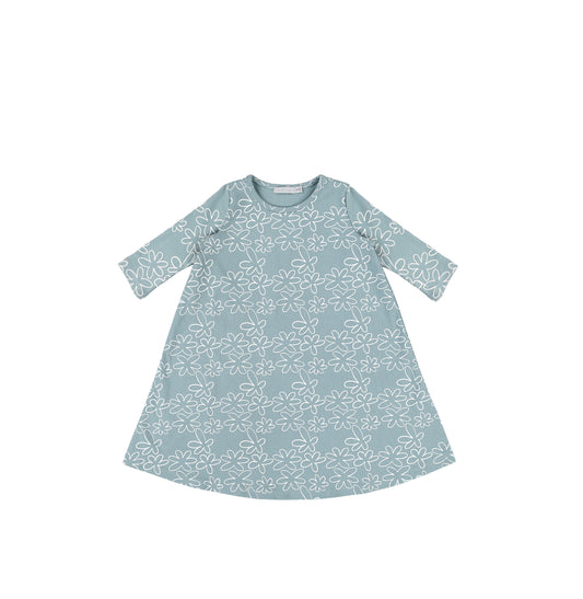 3/4 SLEEVES GEOMETRIC FLOWER DRESS