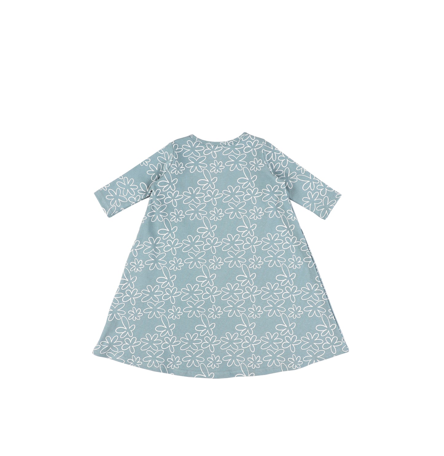 3/4 SLEEVES GEOMETRIC FLOWER DRESS