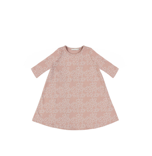 3/4 SLEEVES GEOMETRIC FLOWER DRESS