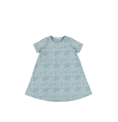 SHORT SLEEVES GEOMETRIC FLOWER DRESS