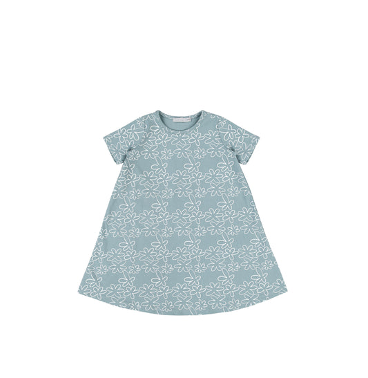 SHORT SLEEVES GEOMETRIC FLOWER DRESS