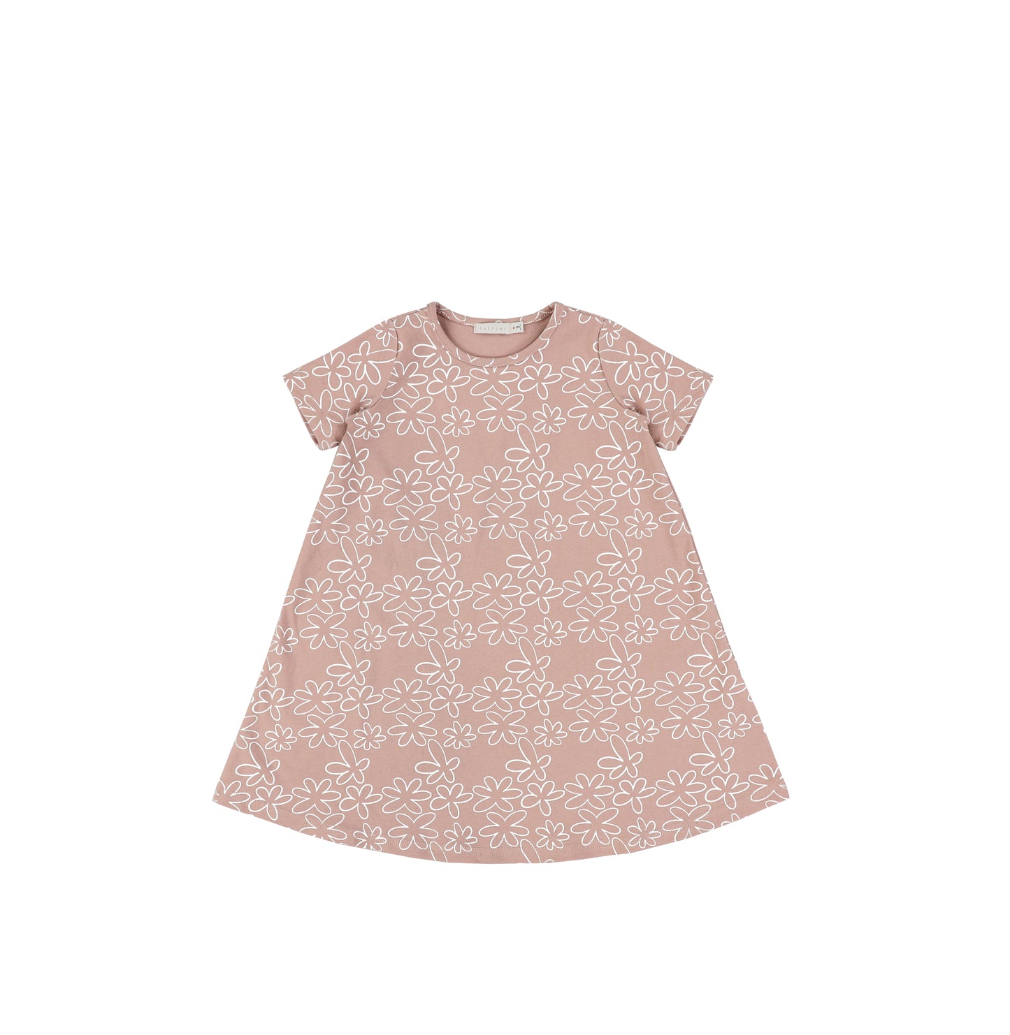 SHORT SLEEVES GEOMETRIC FLOWER DRESS