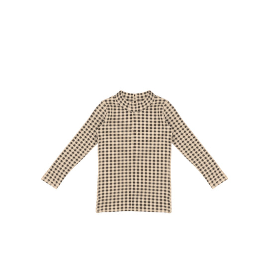GINGHAM PRINTED MOCKNECK