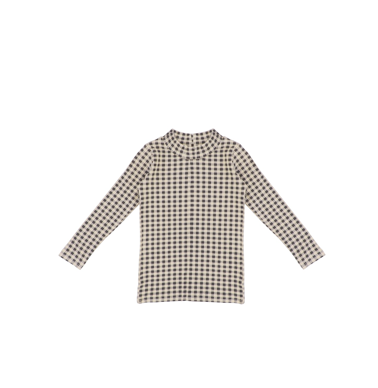 GINGHAM PRINTED MOCKNECK