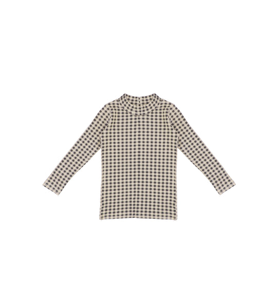 GINGHAM PRINTED MOCKNECK