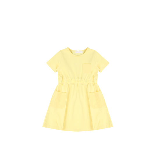 SHORT SLEEVES GAUZE POCKET DRESS