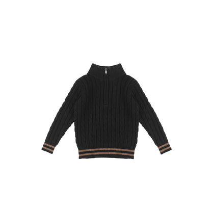 HALF ZIP CABLE KNIT SWEATER