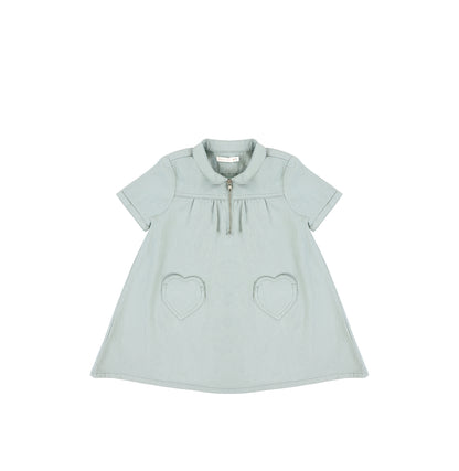 SHORT SLEEVES HEART POCKET DRESS