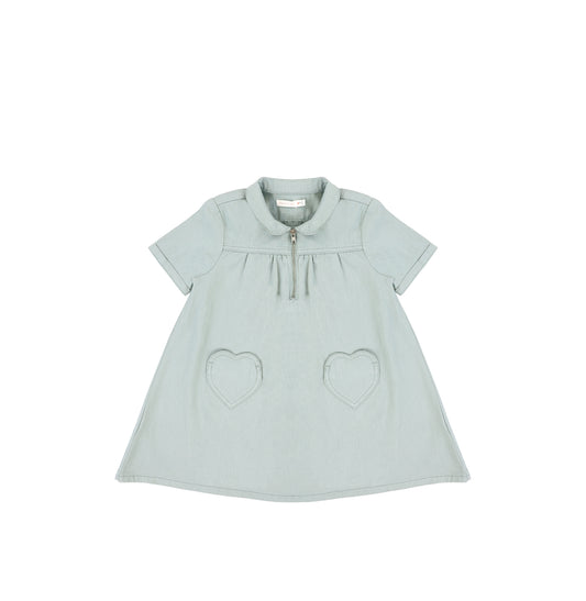 SHORT SLEEVES HEART POCKET DRESS