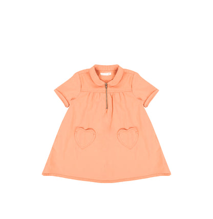 SHORT SLEEVES HEART POCKET DRESS