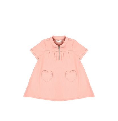 SHORT SLEEVES HEART POCKET DRESS