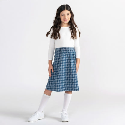 DENIM HOUNDSTOOTH SKIRT