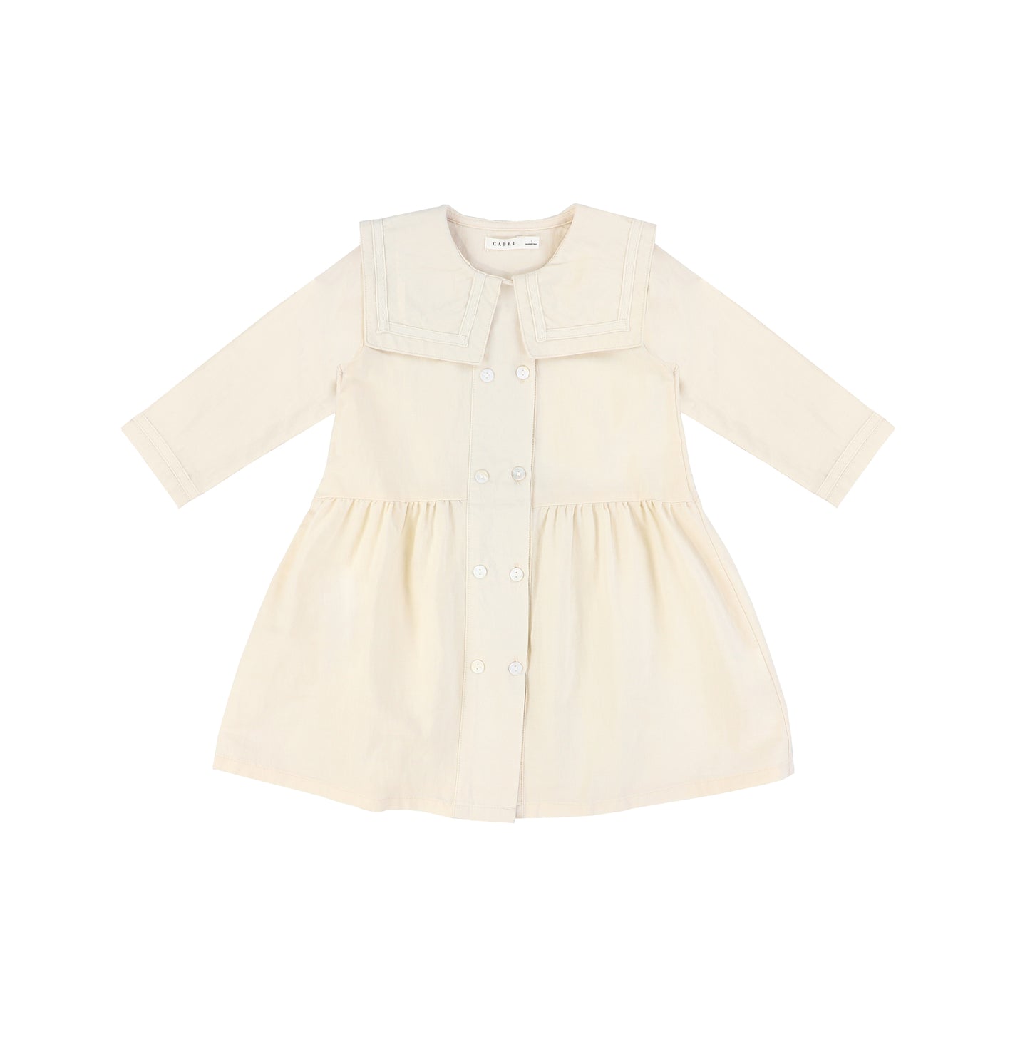 3/4 SLEEVES LINEN DOUBLE BUTTON DRESS