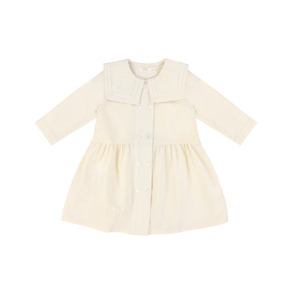 3/4 SLEEVES LINEN DOUBLE BUTTON DRESS