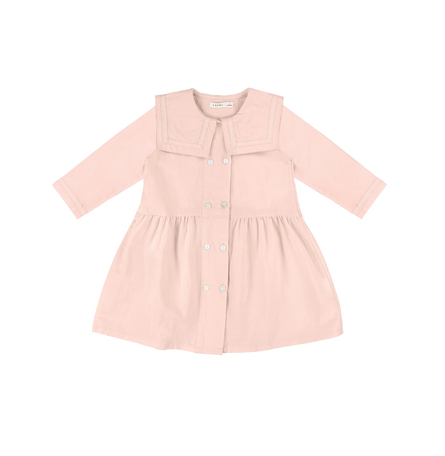 3/4 SLEEVES LINEN DOUBLE BUTTON DRESS