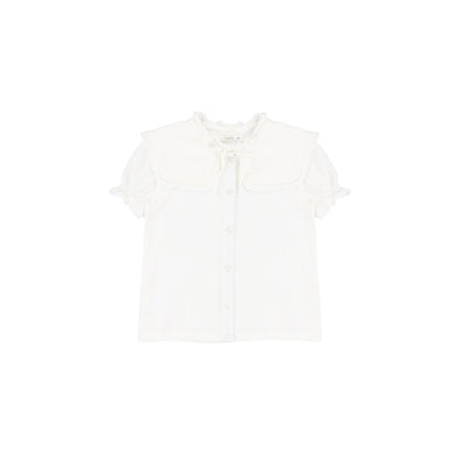 SHORT SLEEVES LINEN COLLAR BLOUSE