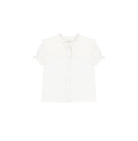 SHORT SLEEVES LINEN COLLAR BLOUSE