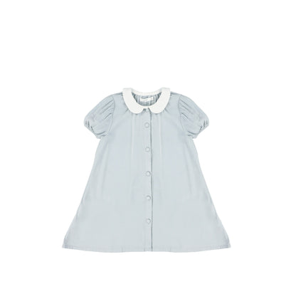 SHORT SLEEVES LINEN COLLAR DRESS