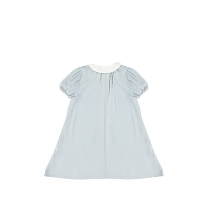 SHORT SLEEVES LINEN COLLAR DRESS