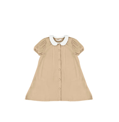 SHORT SLEEVES LINEN COLLAR DRESS
