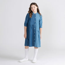 Load image into Gallery viewer, 3/4 SLEEVES DENIM COLORBLOCK DRESS