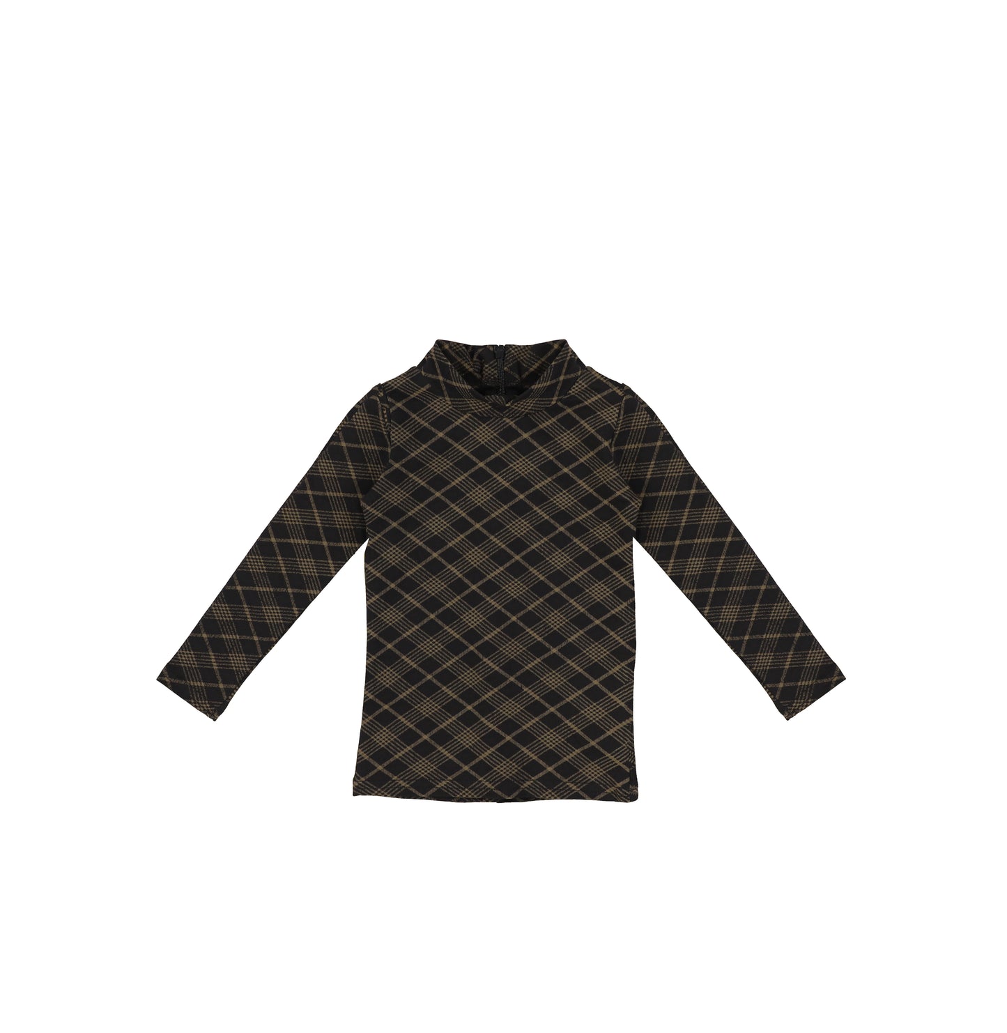 PLAID PRINTED MOCKNECK