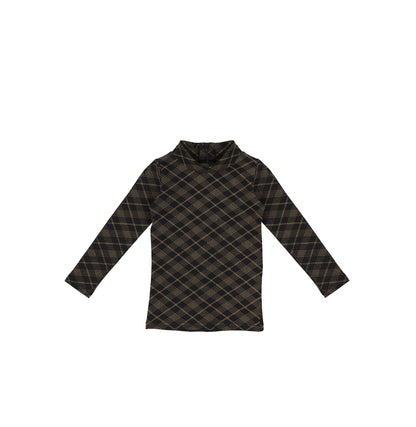 PLAID PRINTED MOCKNECK